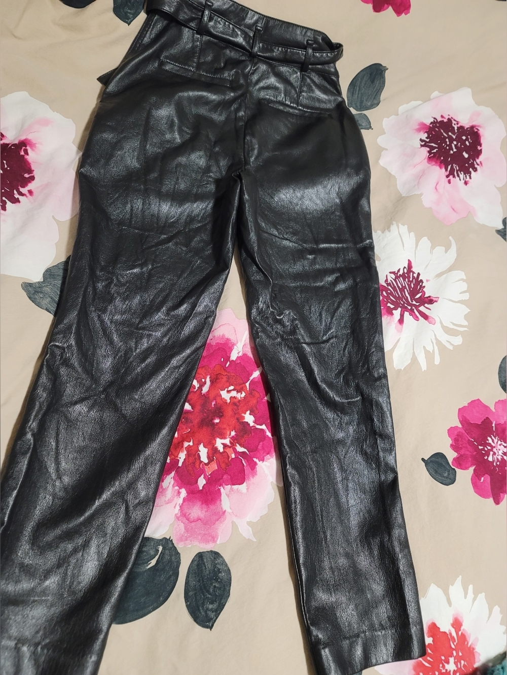 Babaton Black Faux Leather Trousers Size 4
